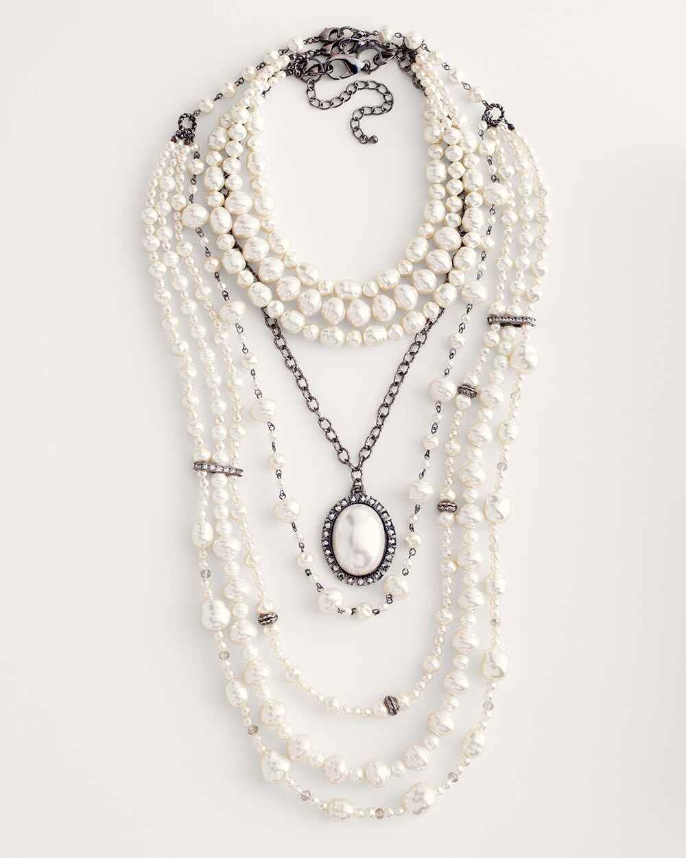 Convertible Faux-Pearl Multi-Strand Necklace