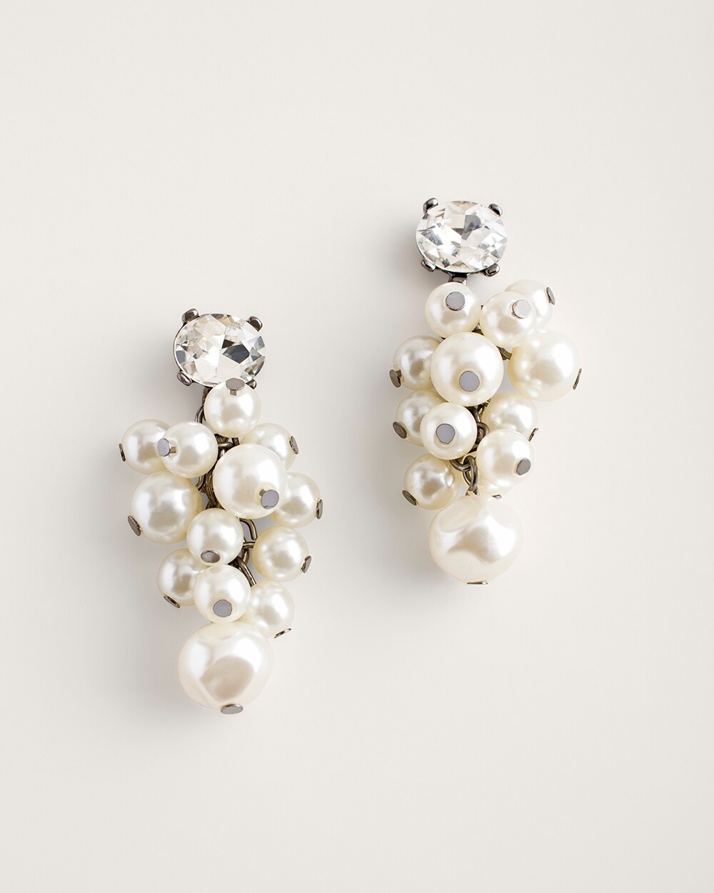 Faux-Pearl Cluster Earrings
