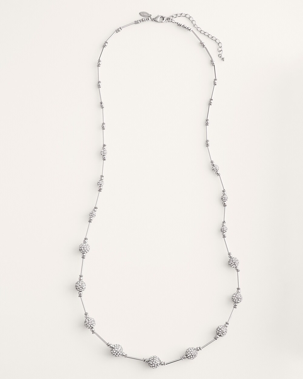 Pave Silvertone Fireball Single-Strand Necklace