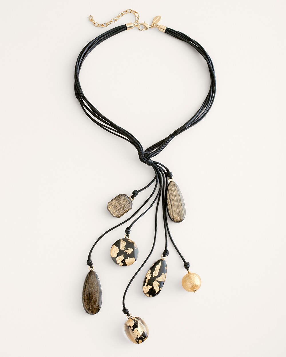 Black and Goldtone Rope Tassel Necklace