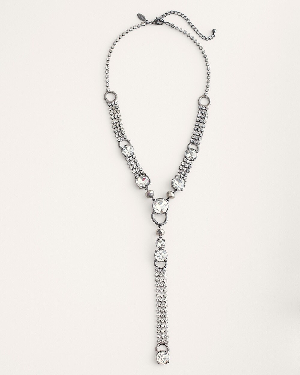 Long Simulated Crystal Y-Necklace