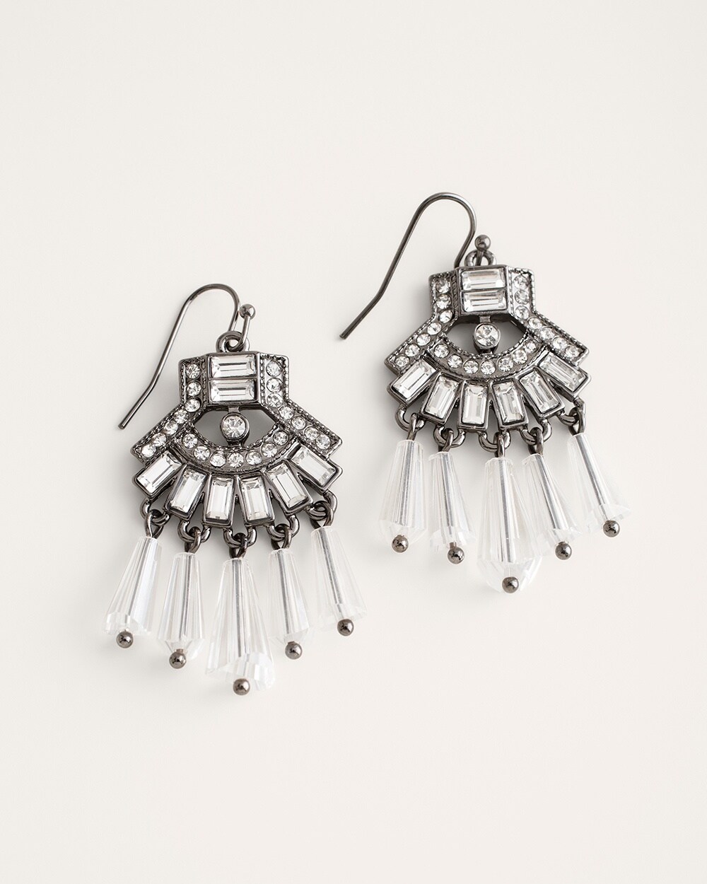 Simulated Crystal Sparkle Deco Chandelier Earrings