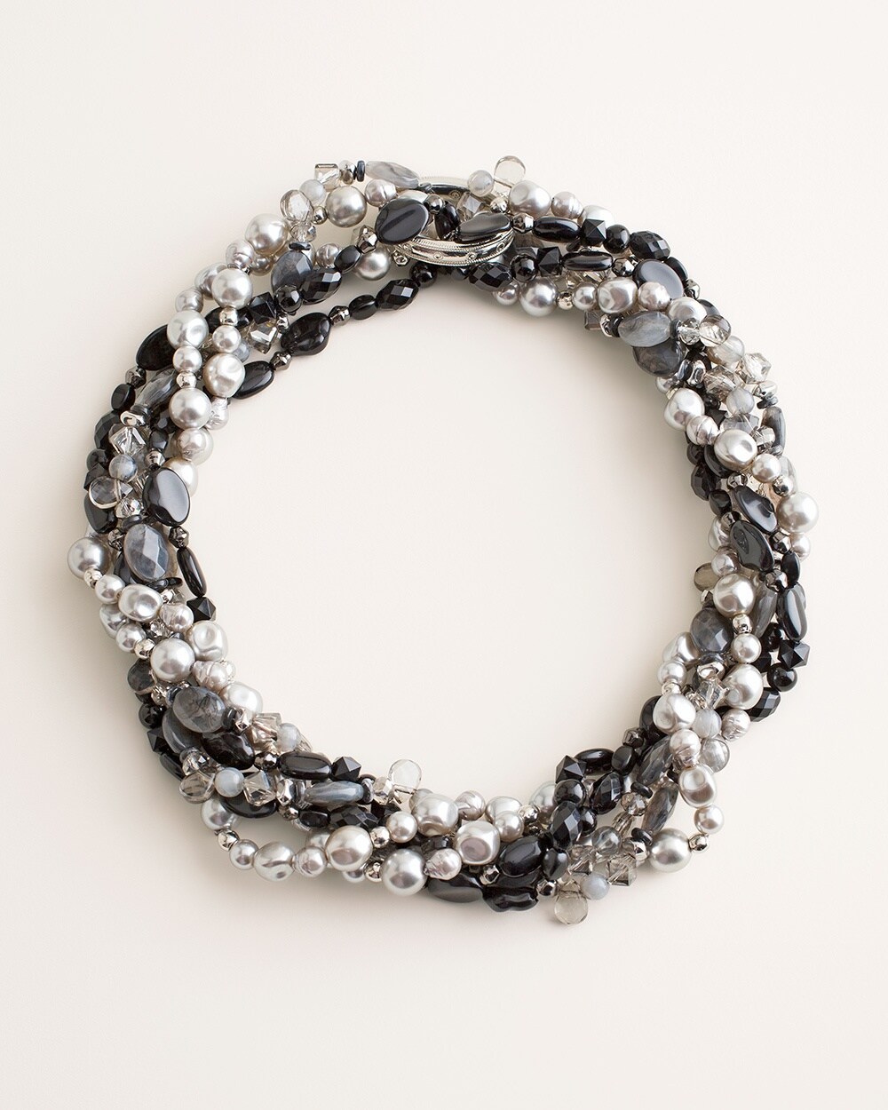 Convertible Gray Faux-Pearl Multi-Strand Necklace
