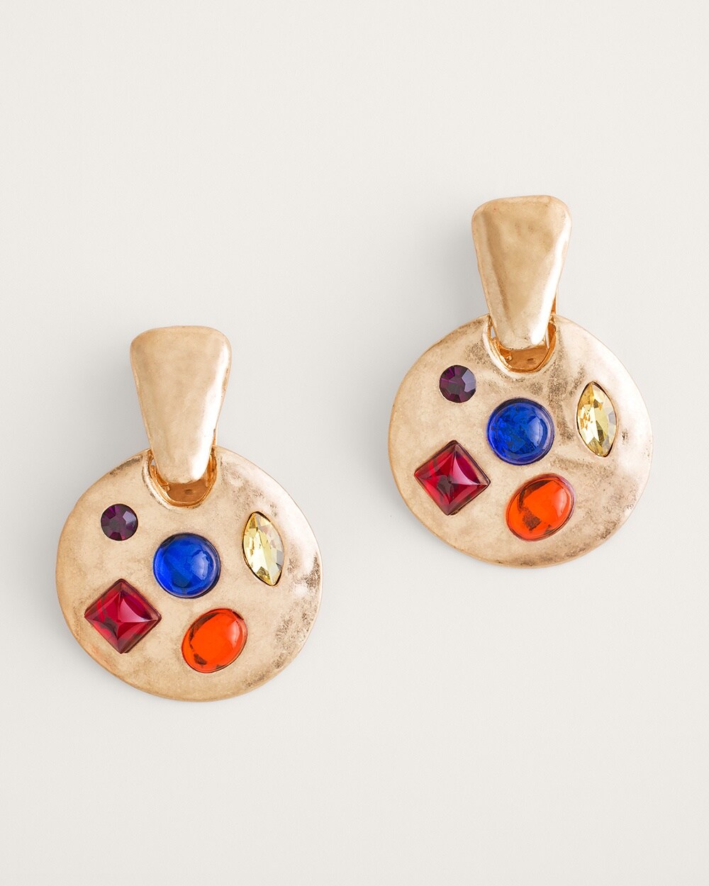 Multi-Colored Simulated Stone Clip-On Earrings