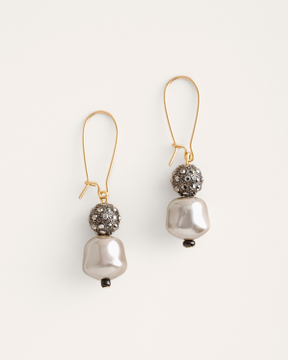 Gray Faux-Pearl Drop Earrings