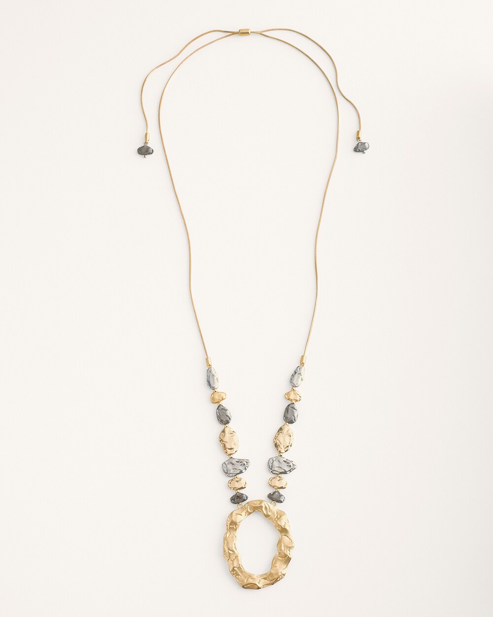 Convertible Mixed-Metal Textured Pendant Necklace