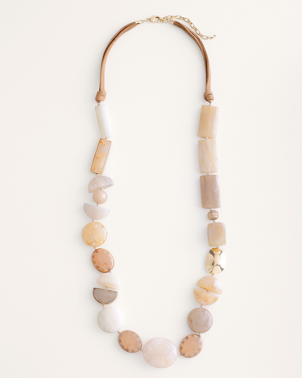 Long Neutral Taupe Single-Strand Necklace