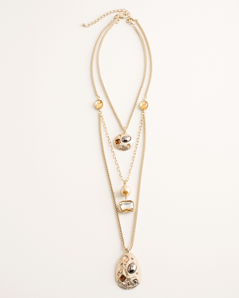 Convertible Warm-Toned Triple-Strand Necklace