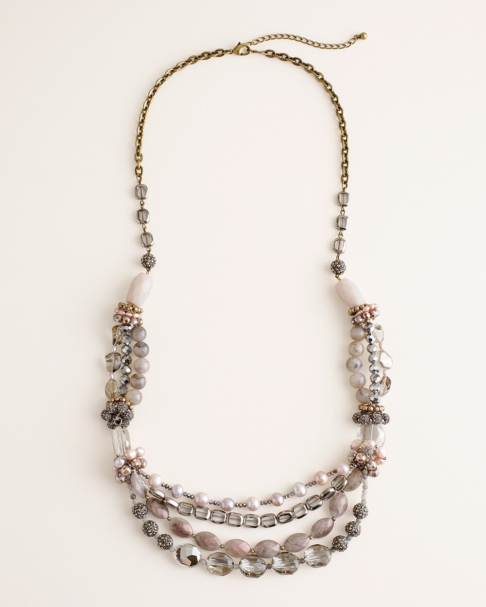 Pink Beaded Double-Strand Necklace