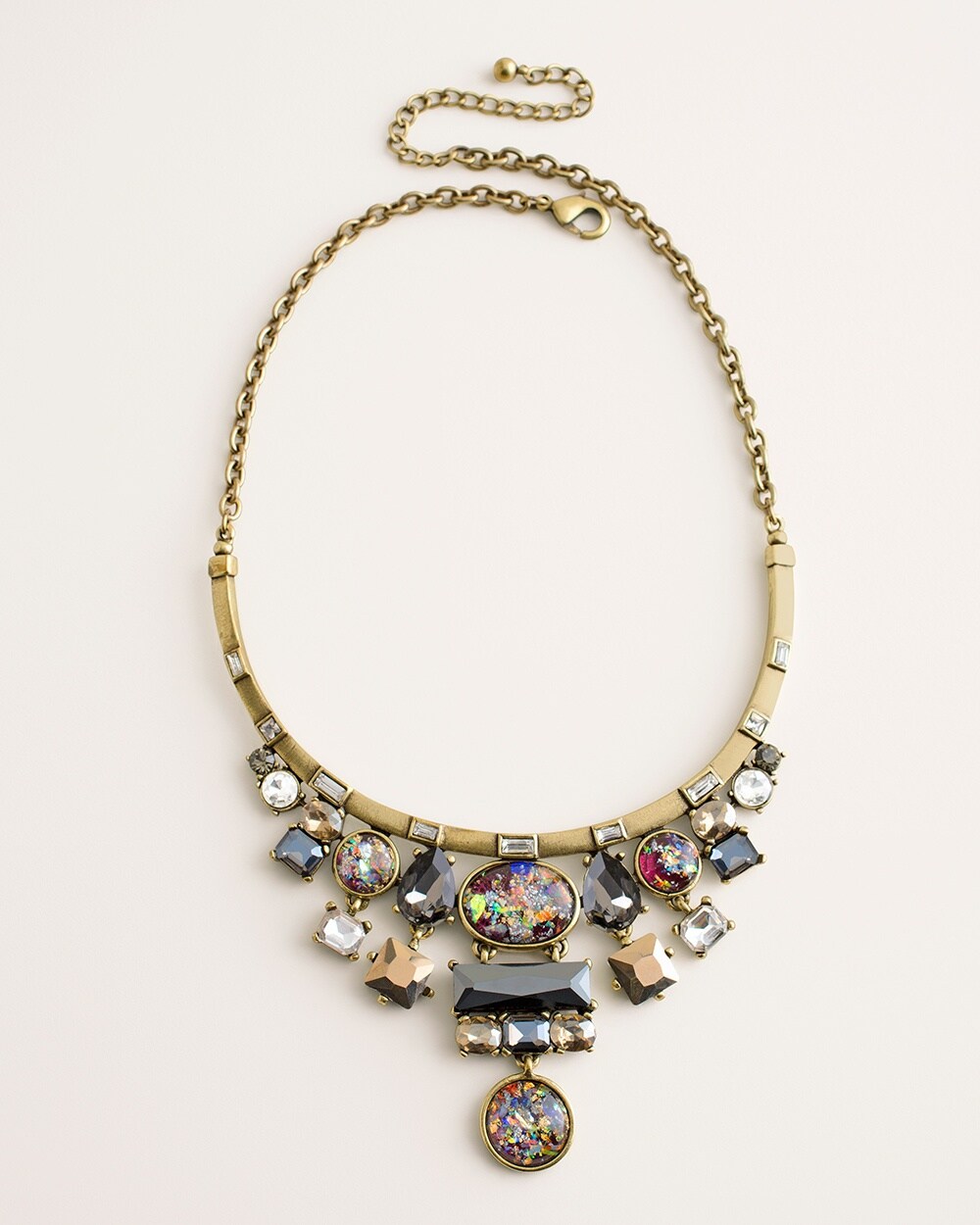 Short Multi-Colored Gem Bib Necklace