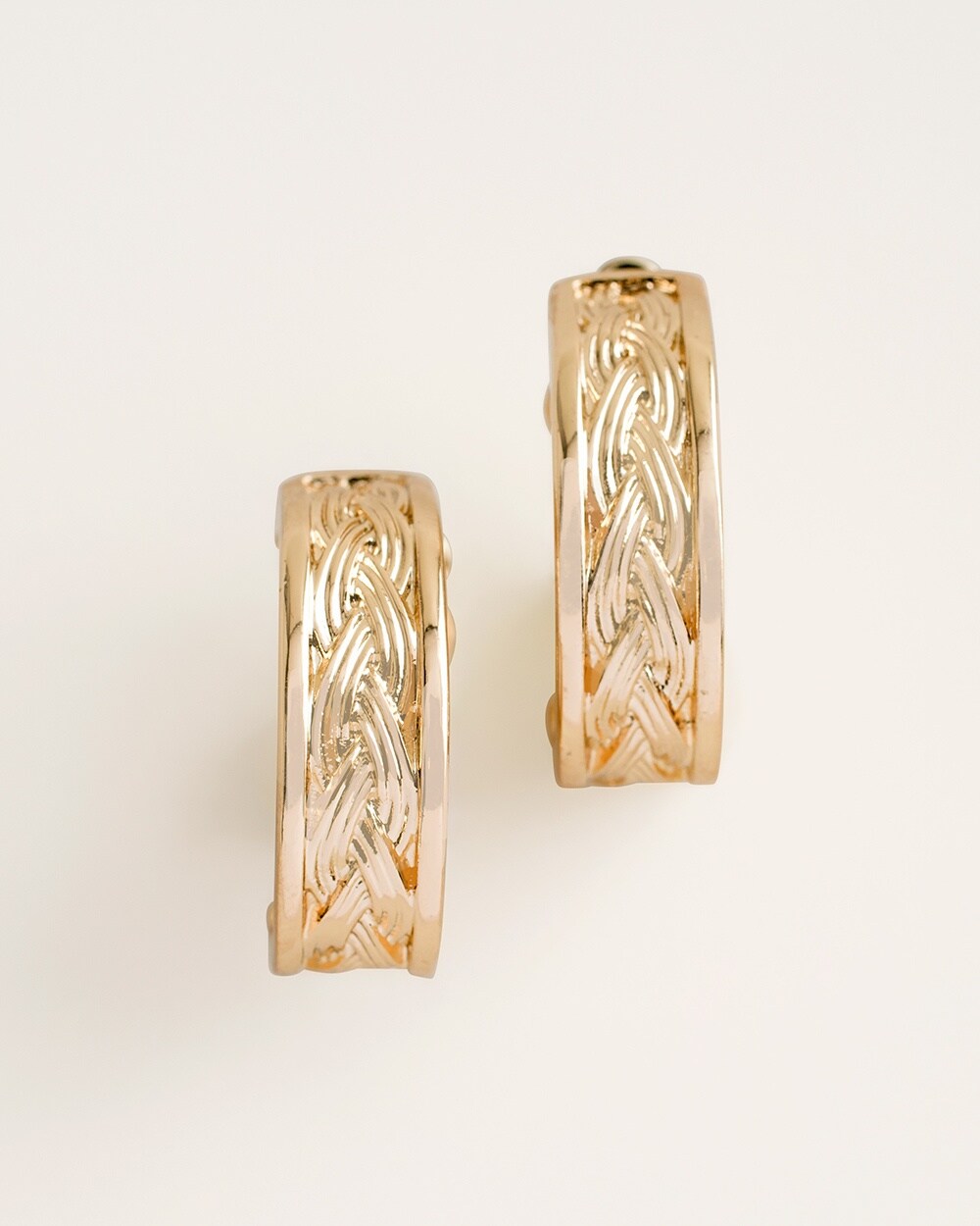 Textured Goldtone Shine Clip-On Hoop Earrings