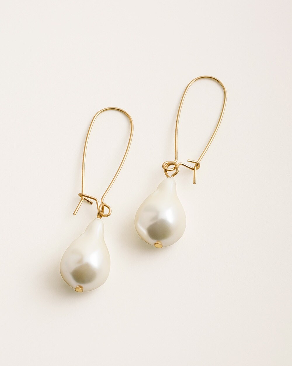 Faux-Pearl and Goldtone Drop Earrings