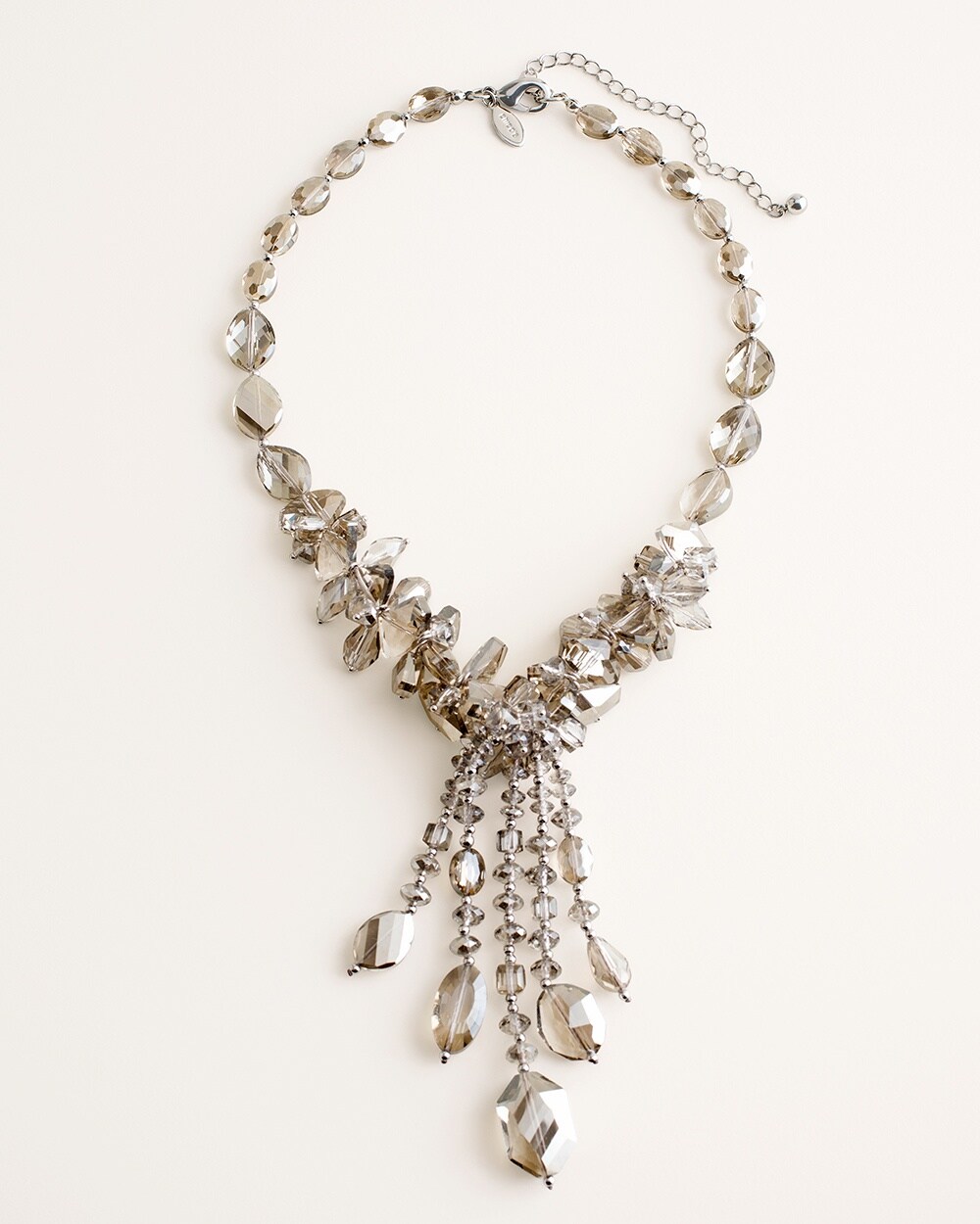 Short Gray Simulated Crystal Pendant Necklace