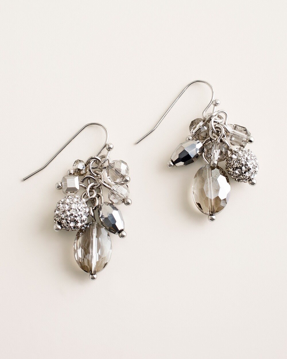 Gray Simulated Crystal Cluster Earrings