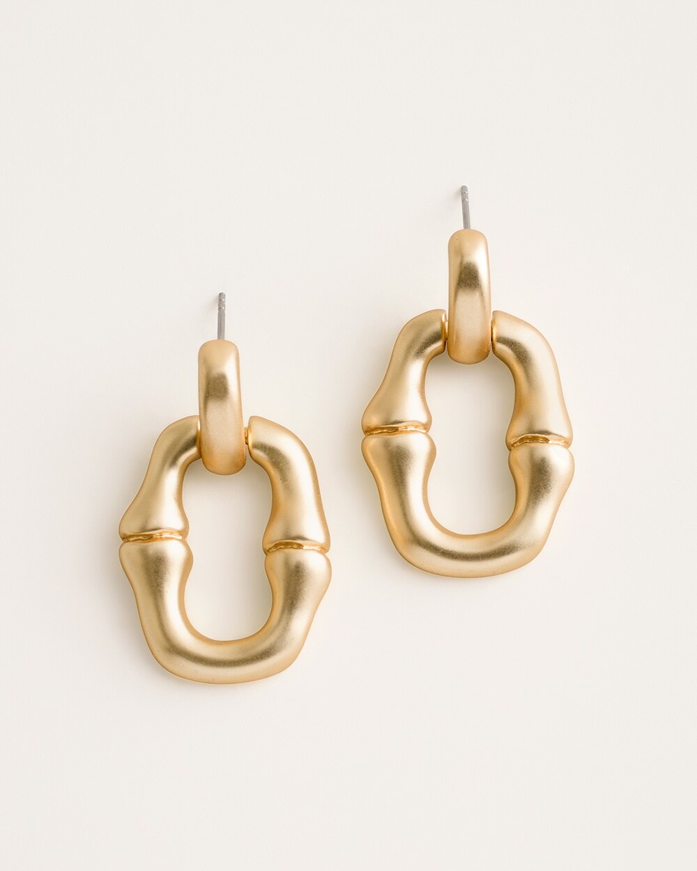 Goldtone Geometric Drop-Hoop Earrings