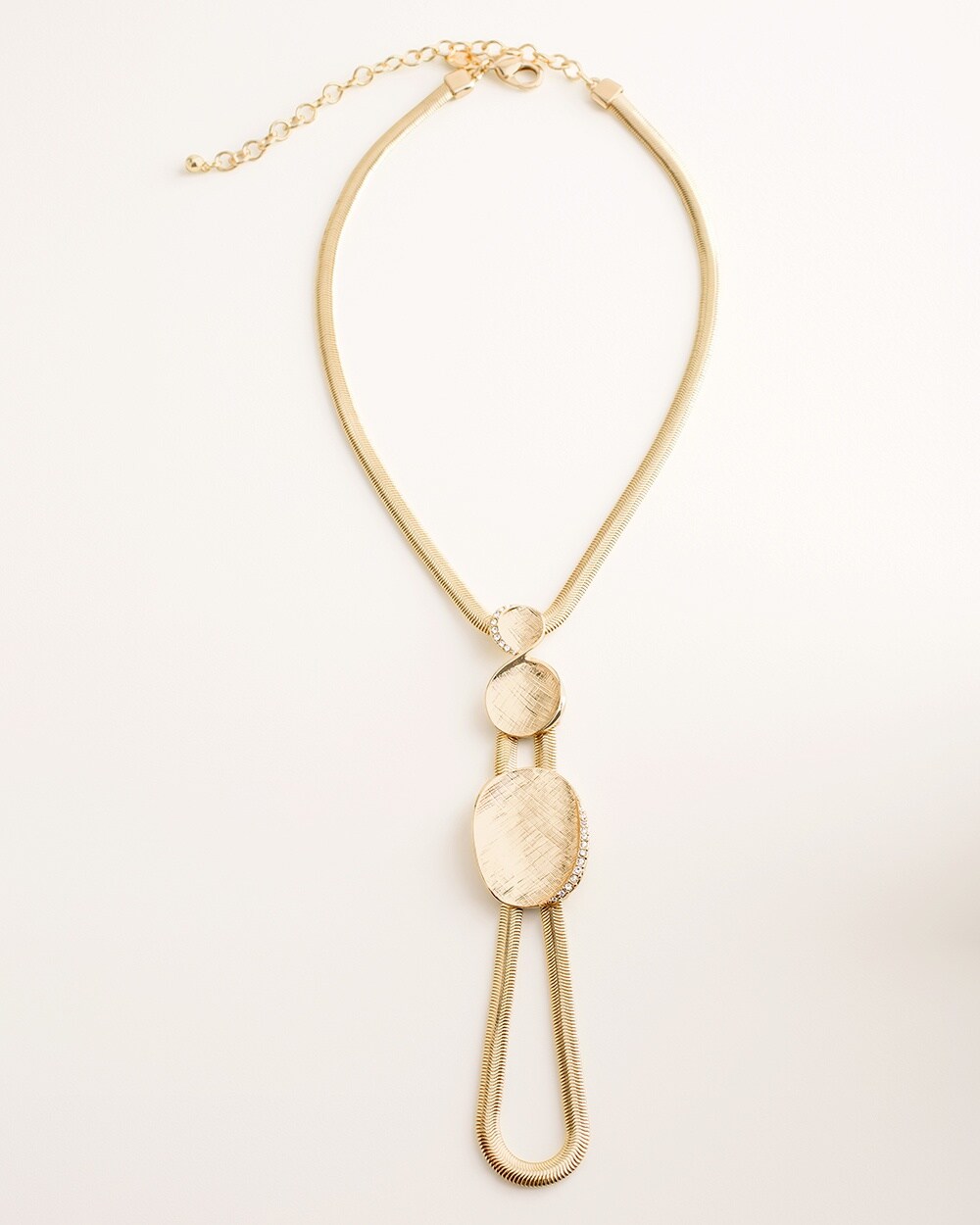 Goldtone Pave-Detail Pendant Necklace