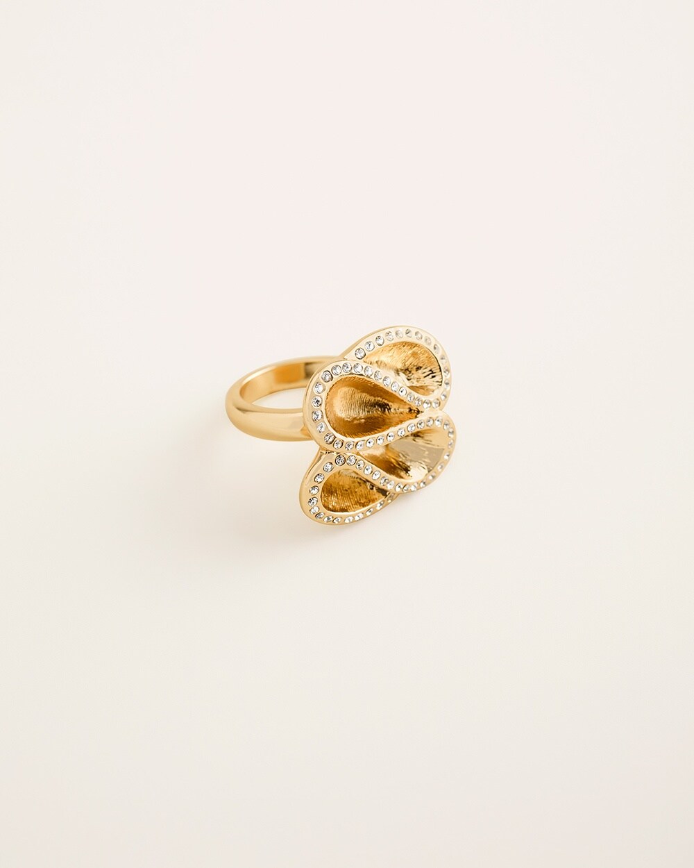 Goldtone Pave-Detail Ring