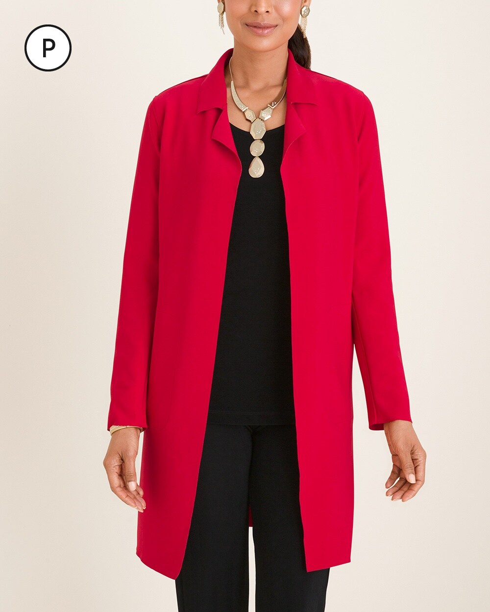 Travelers Collection Petite Red Double-Faced Jacket