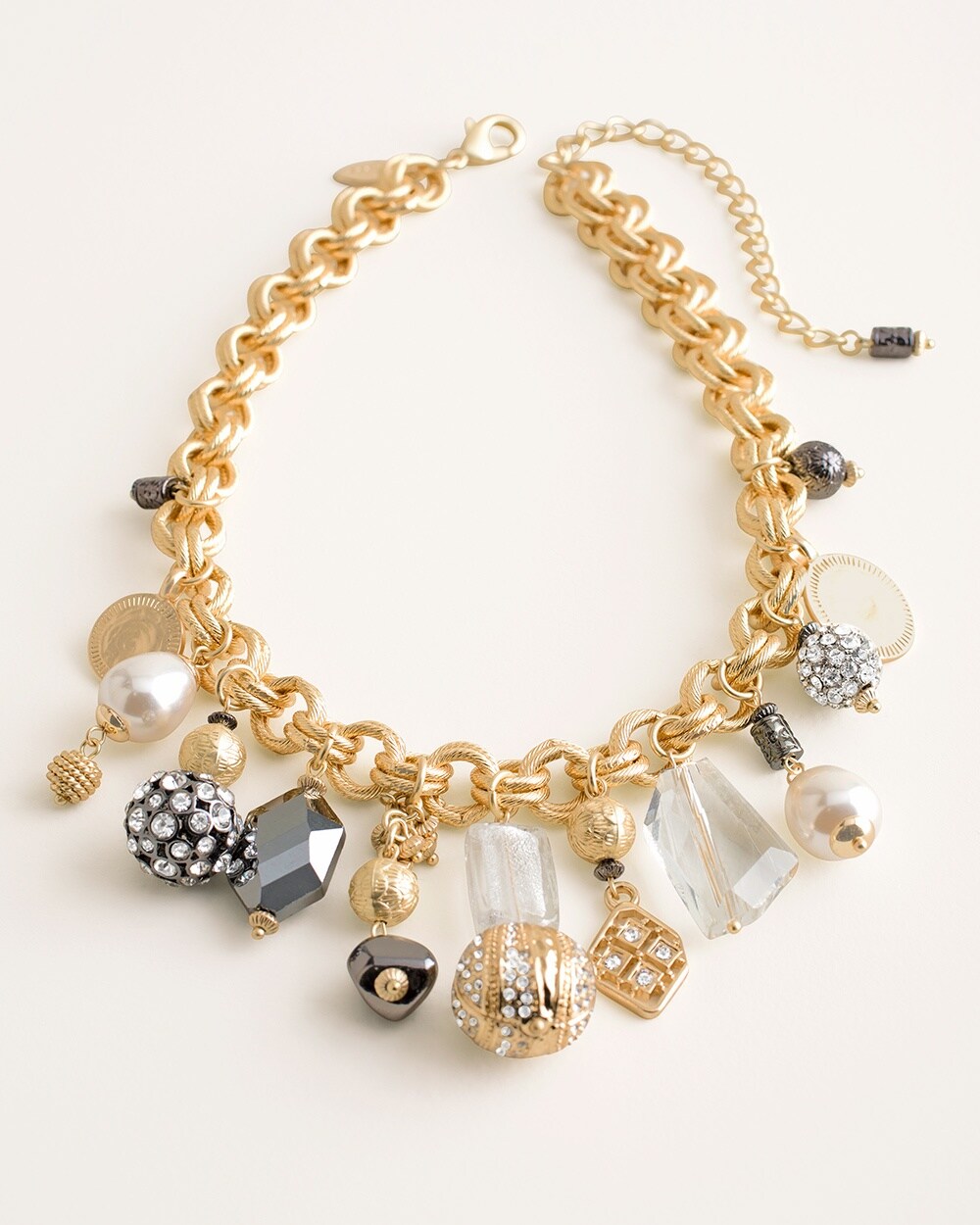 Goldtone Faux-Pearl Charm Necklace