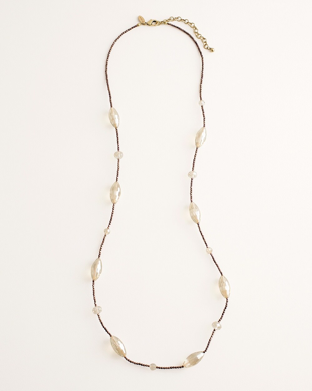 Long Champagne-Hued Single-Strand Necklace