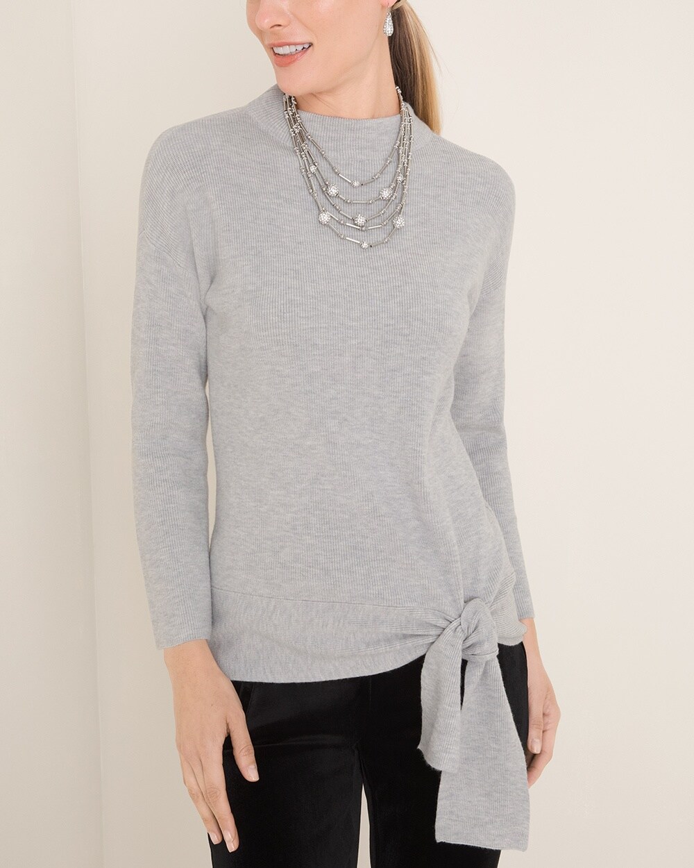 Side-Tie Pullover Sweater