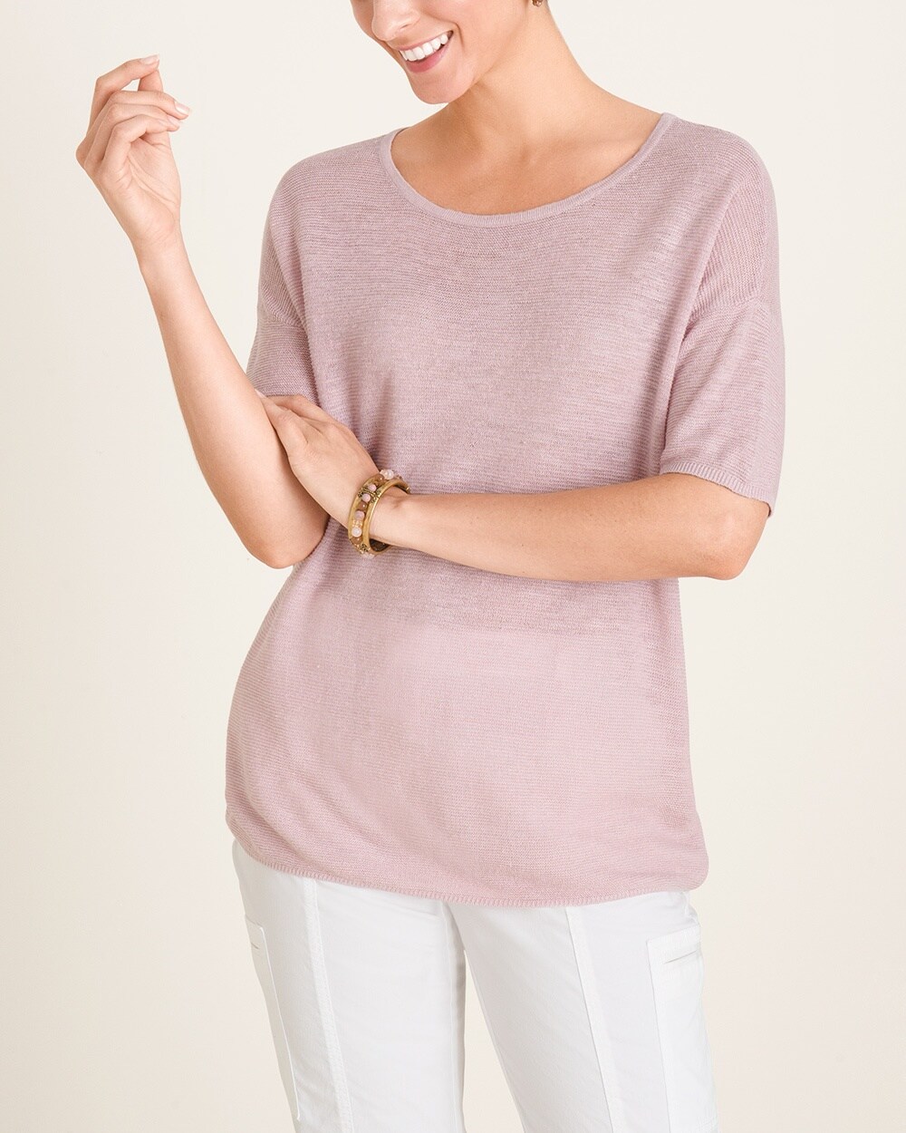 Short-Sleeve Dolman Pullover Sweater