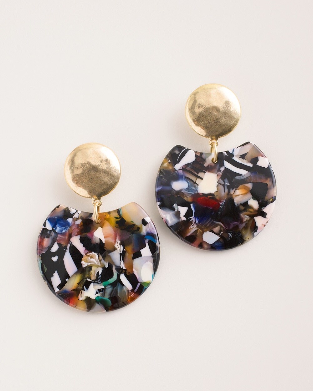 Multi-Colored Hammered Drop Earrings