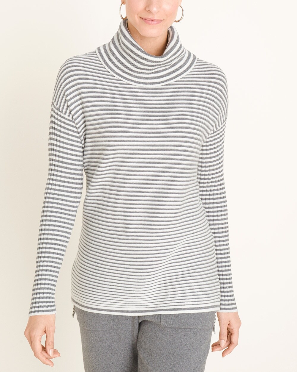 Zenergy Striped Cotton-Cashmere Blend Cozy Ribbed Sweater