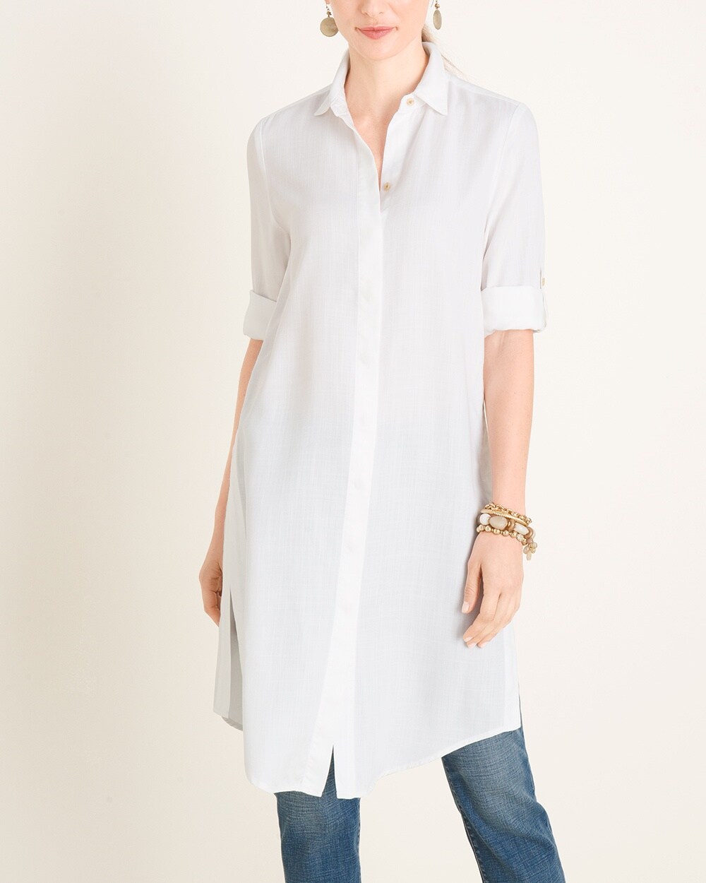 Side-Slit Button-Down Tunic