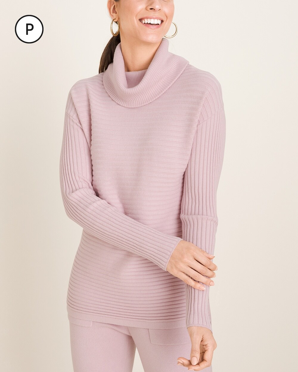 Zenergy Petite Cotton-Cashmere Blend Cozy Ribbed Sweater