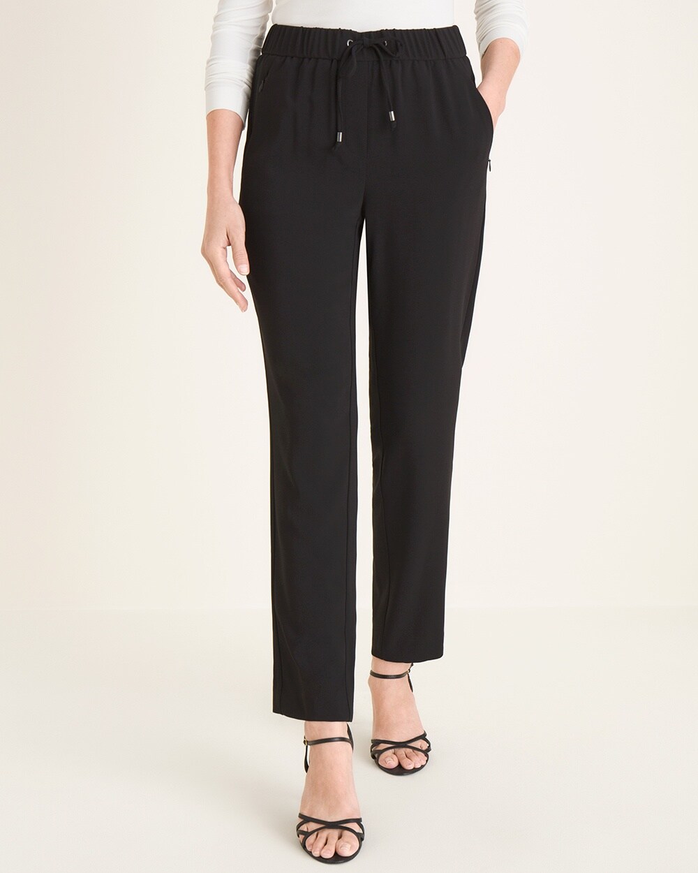 Relaxed Drawstring Ankle Pants