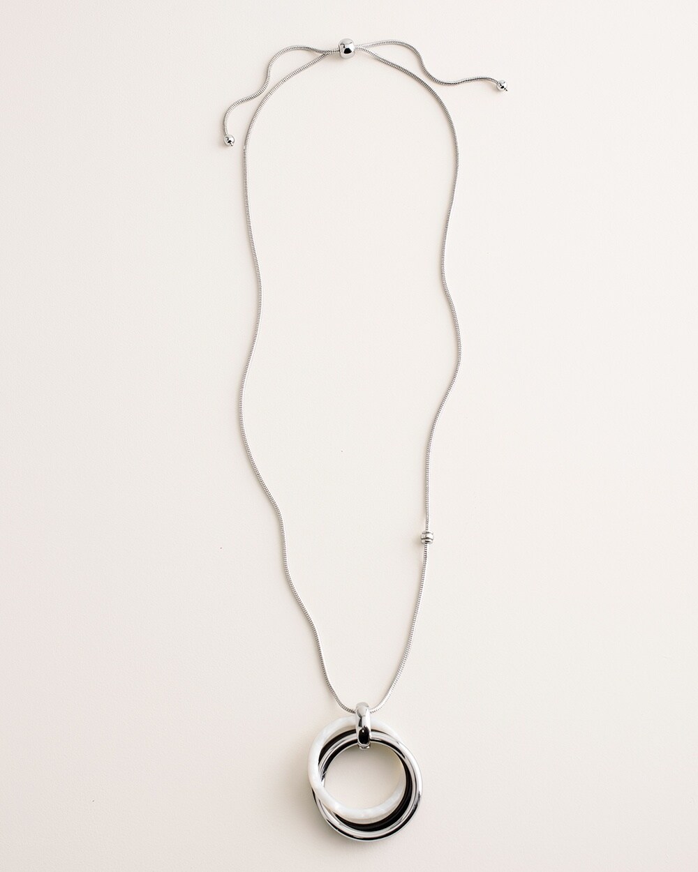 Convertible Silvertone and Black Circlet Pendant Necklace