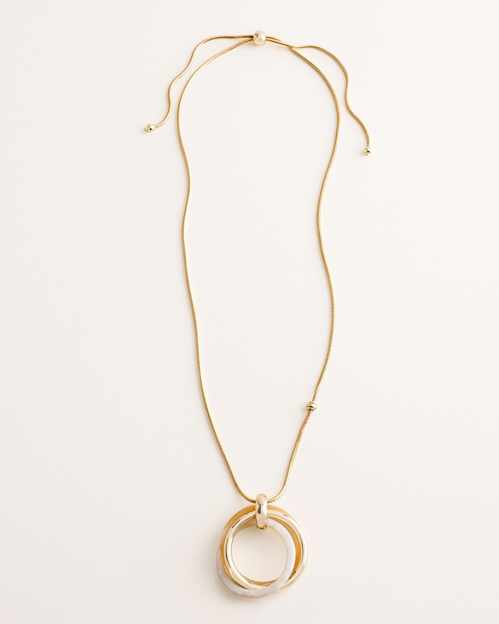 Convertible Goldtone and Neutral Circlet Pendant Necklace