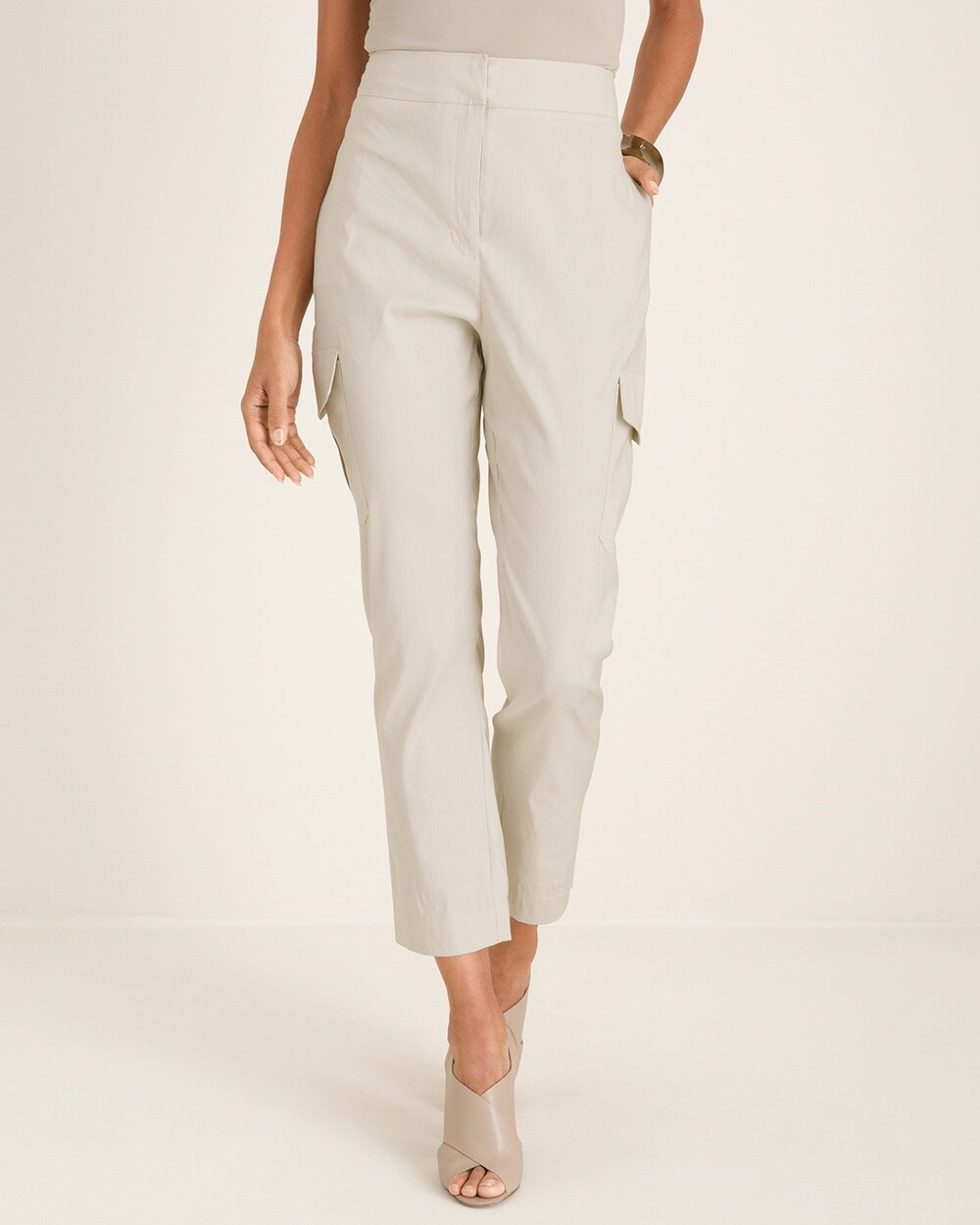 Stretch Linen-Blend Tapered Utility Ankle Pants