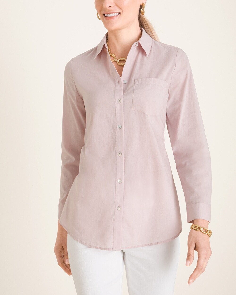 Solid Button-Down Shirt
