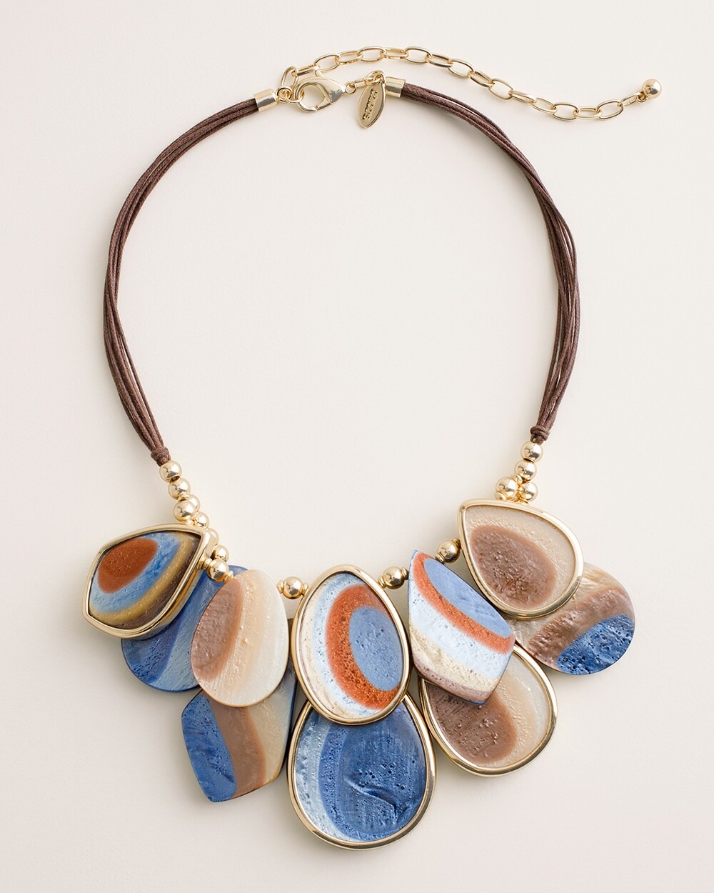 Blue and Neutral Multi-Strand Bib Necklace