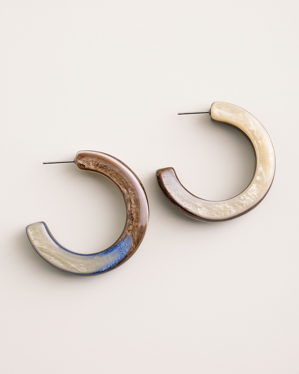 Blue and Neutral Hoop Earrings