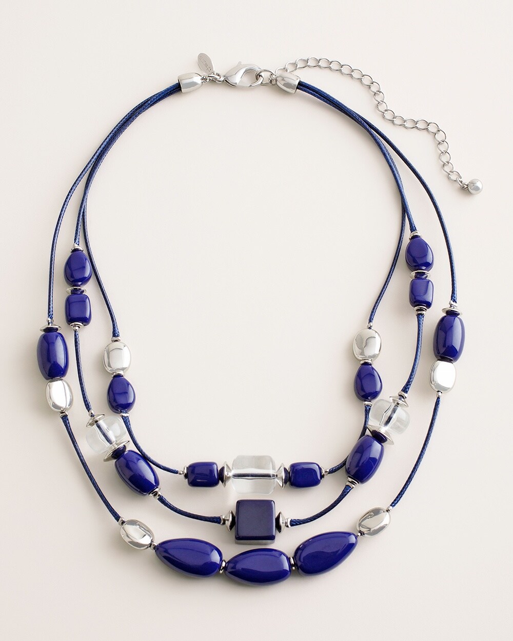 Navy and Silvertone Illusion Necklace