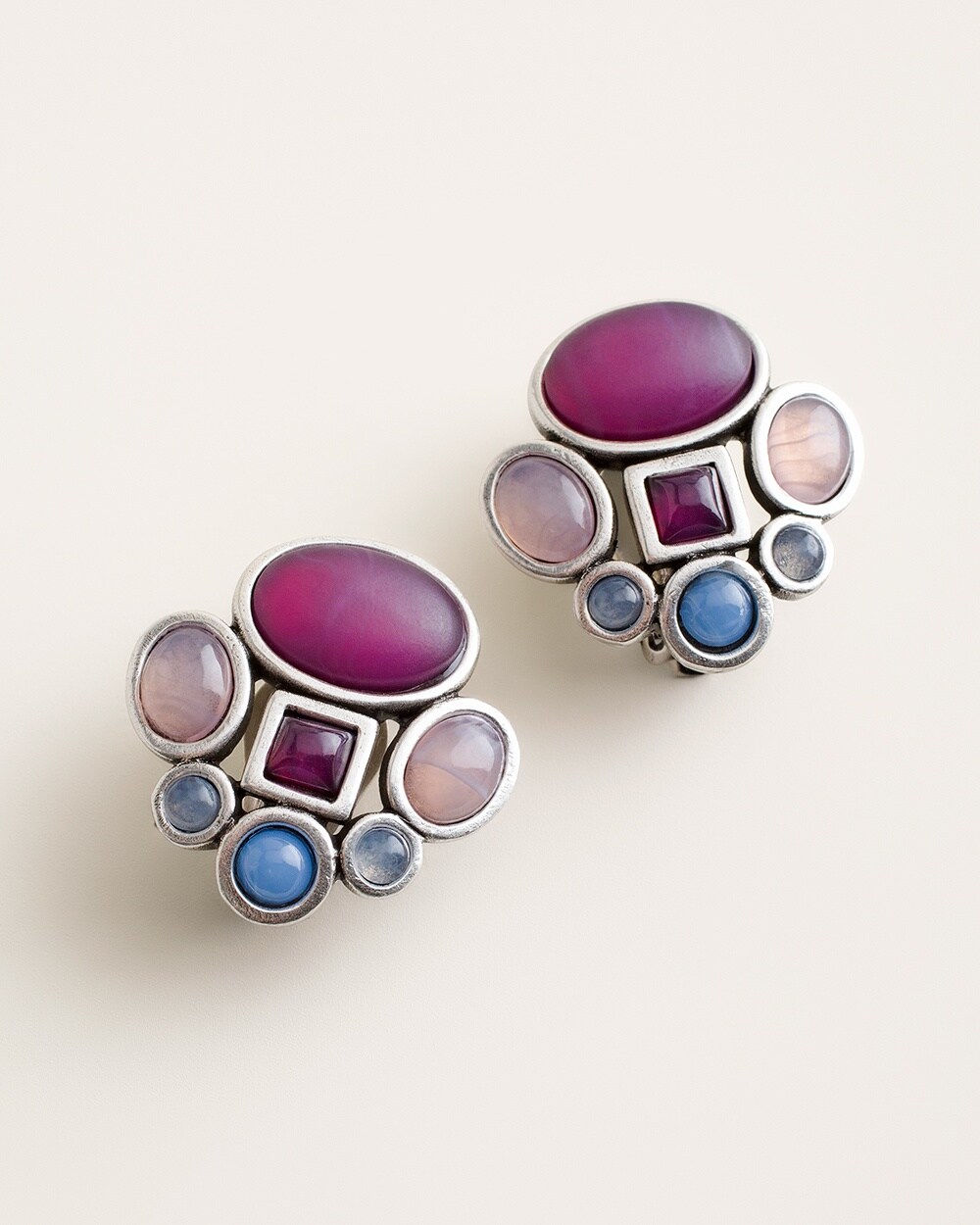 Cool-Toned Mosaic Clip-On Earrings