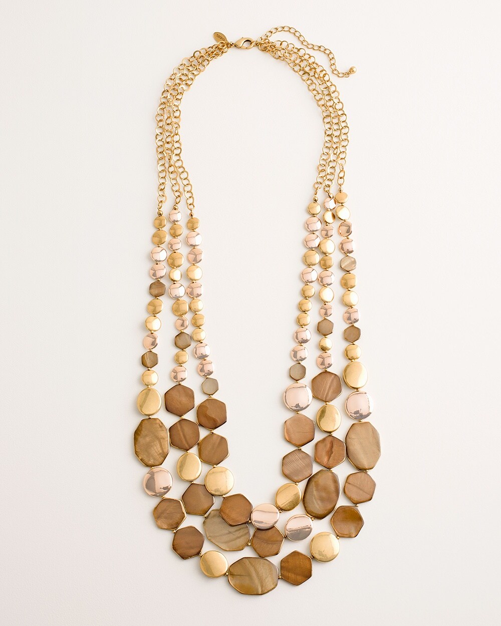 Mixed-Metal Medallion Multi-Strand Necklace