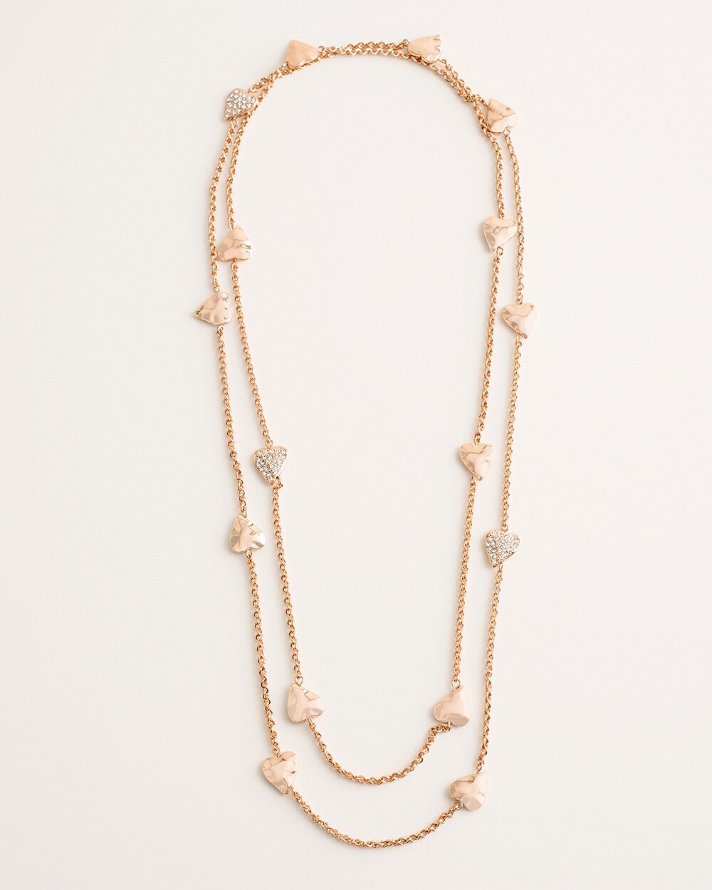 Long Rose Goldtone Heart Single-Strand Necklace