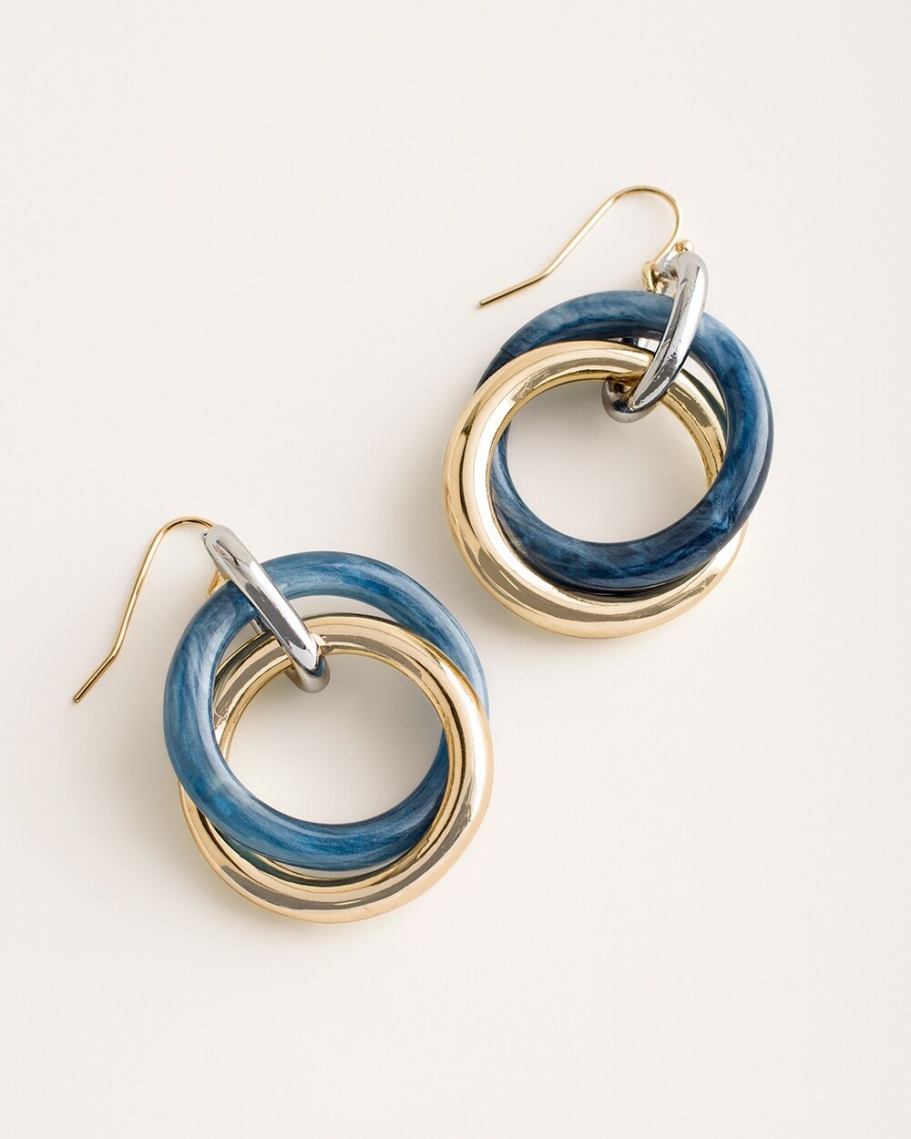 Blue Circlet Drop-Hoop Earrings