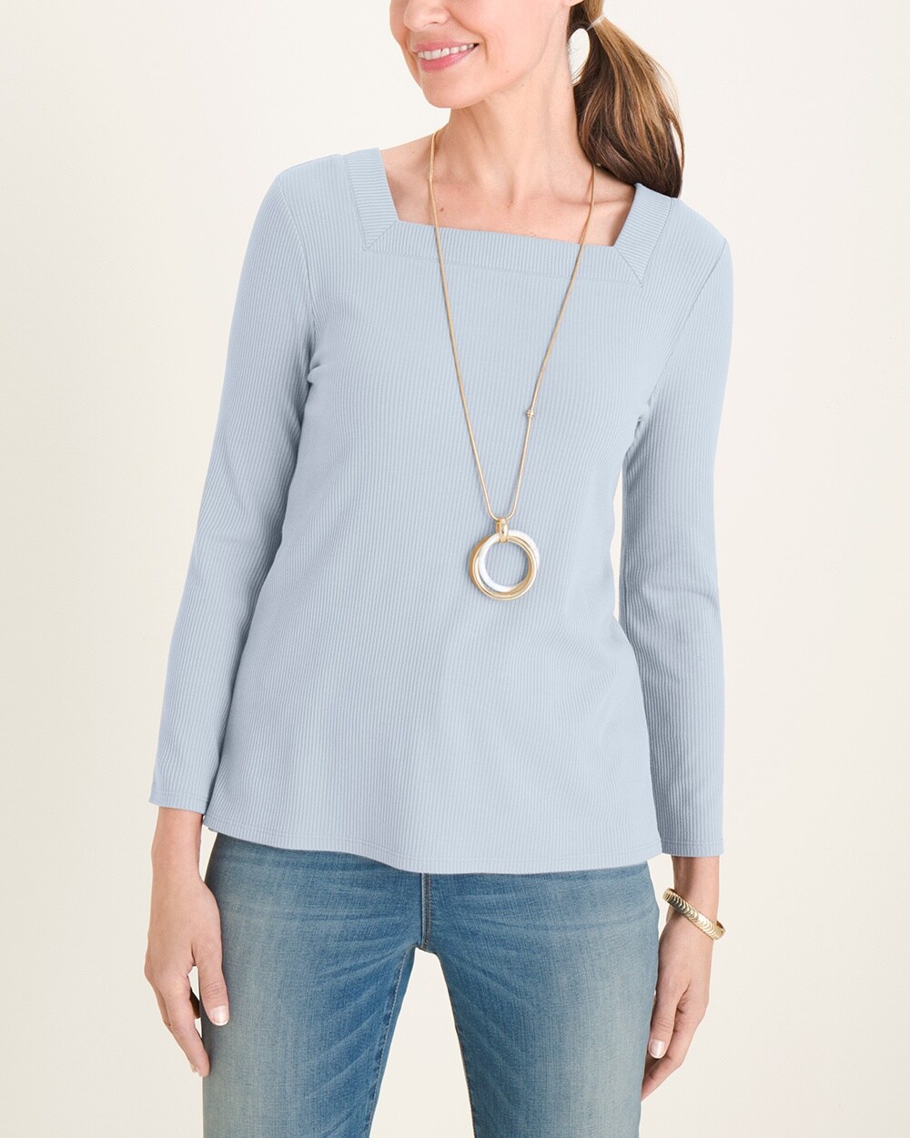 Square-Neck Ribbed Top