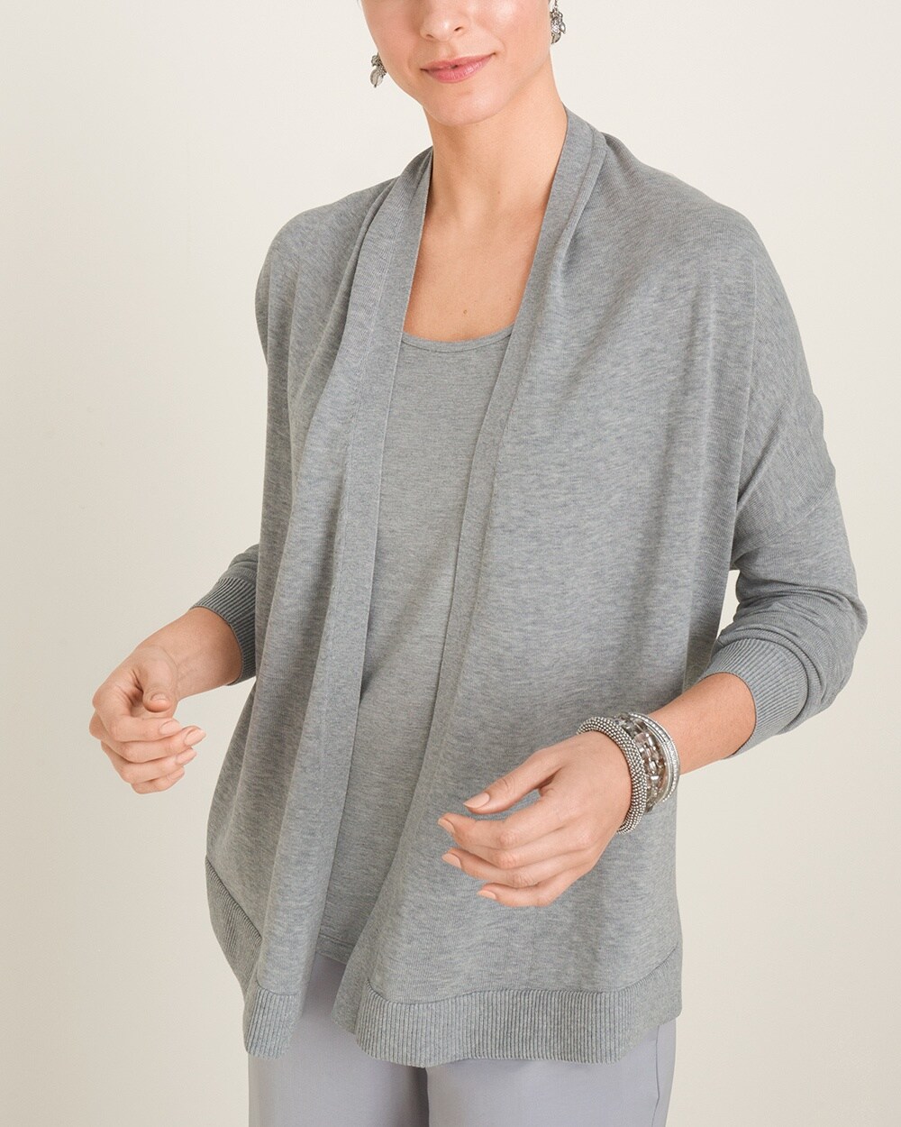 Solid Ribbed-Detail Cardigan