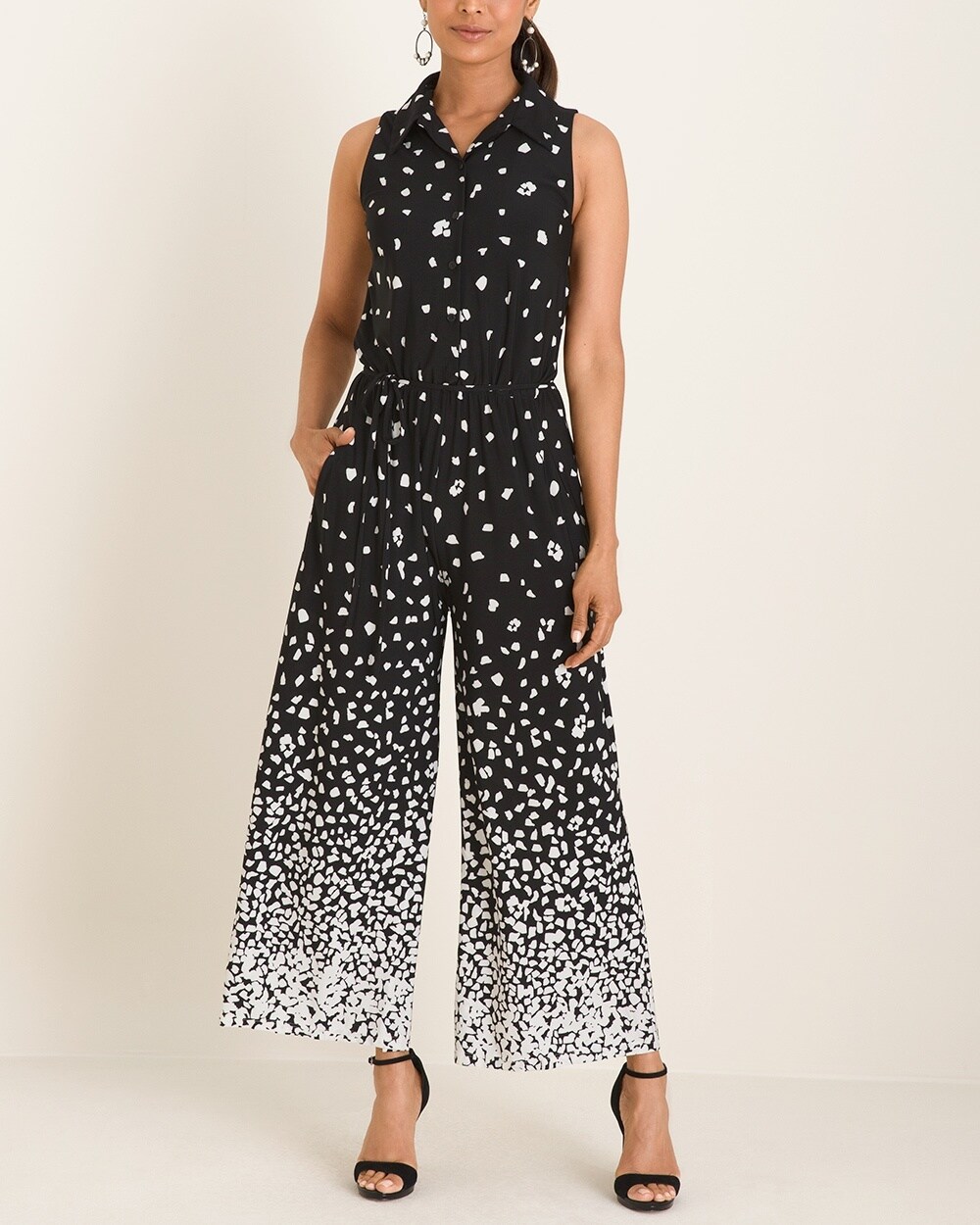 Maggy London Black and White Printed Jumpsuit