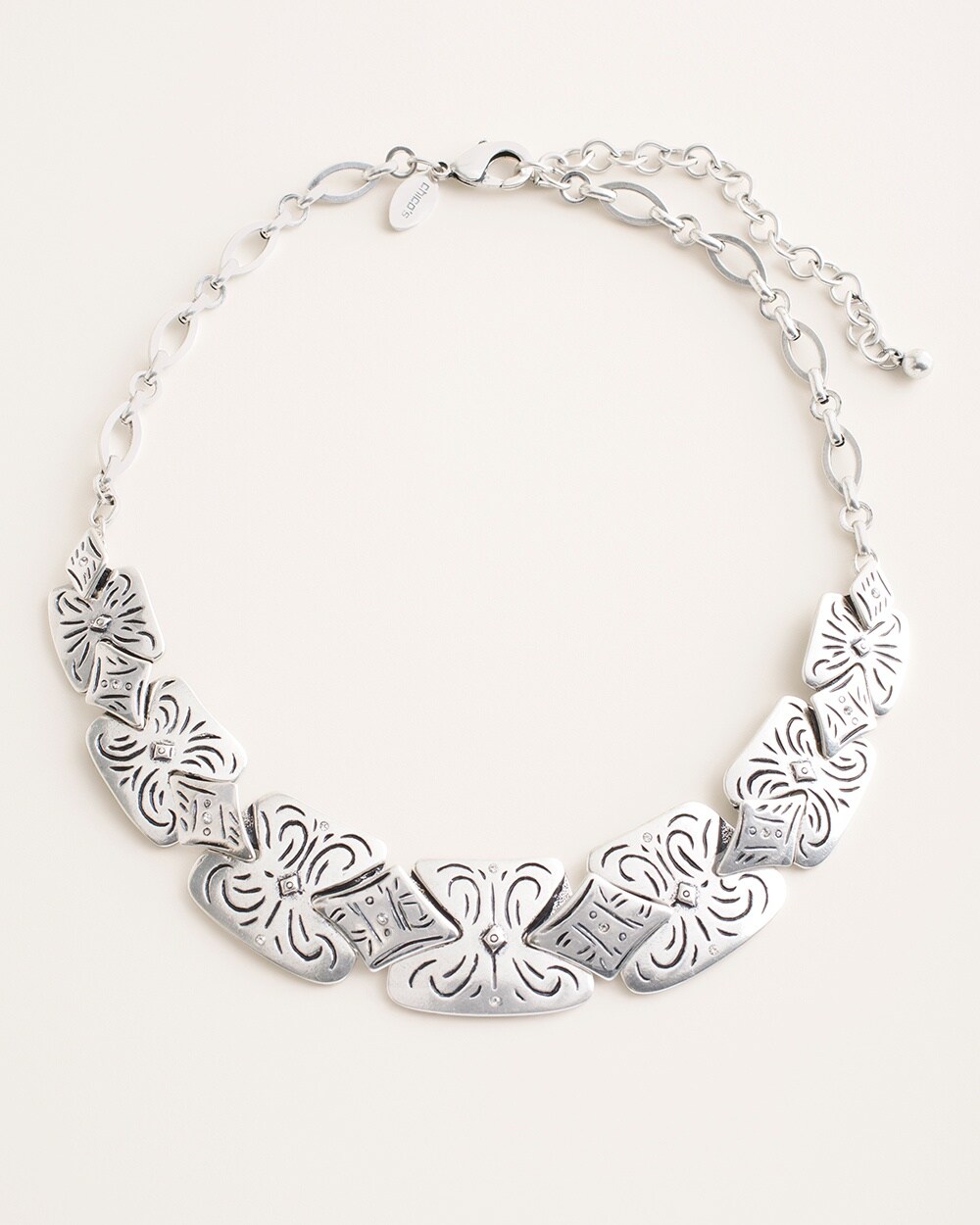 Silvertone Artisan Bib Necklace