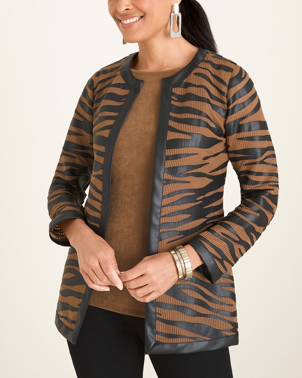 Travelers Collection Striped Mesh Jacket