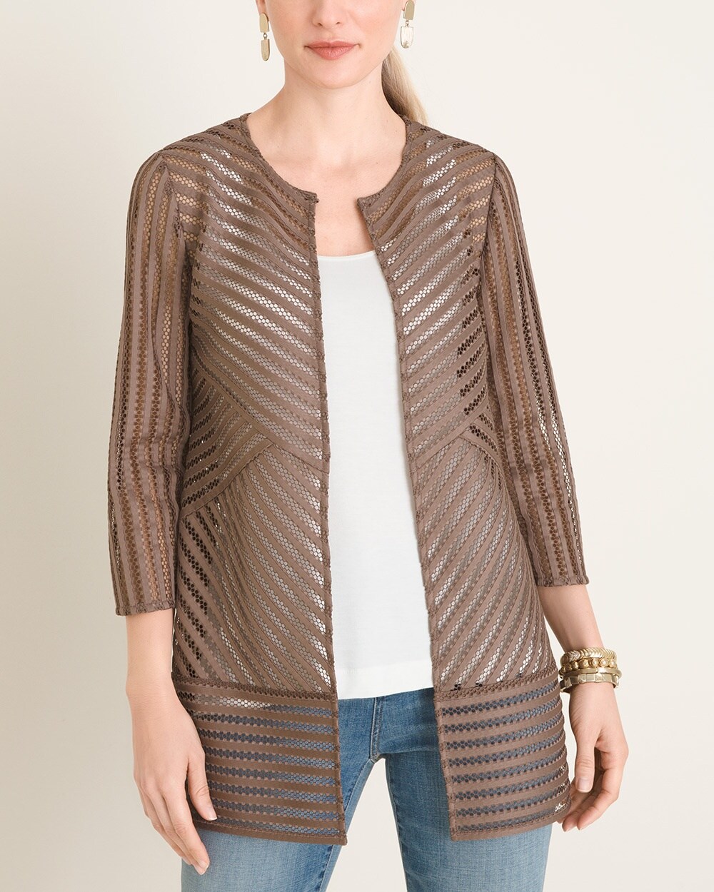 Travelers Collection Neutral Strip Jacket