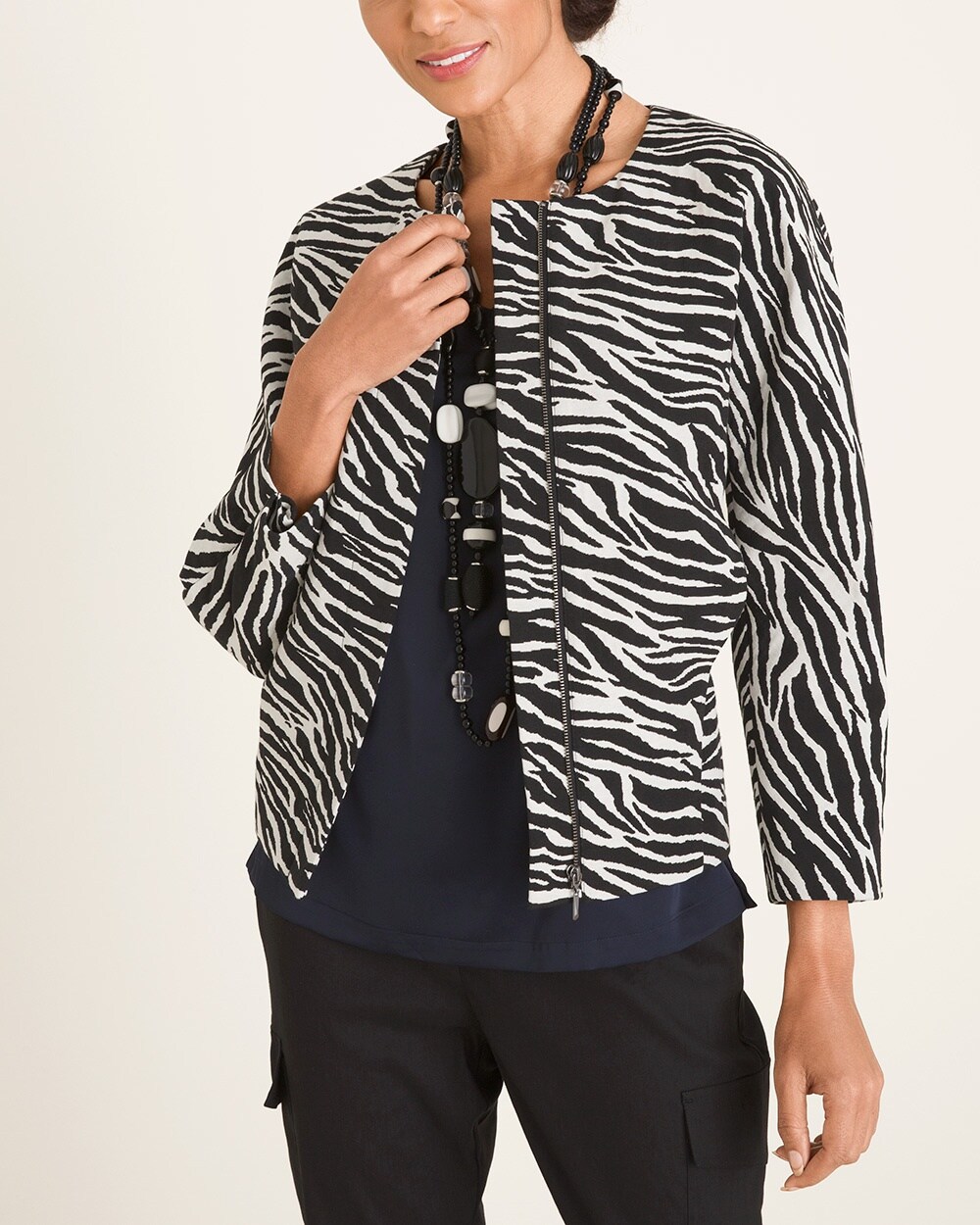 Zebra-Print Jacquard Jacket