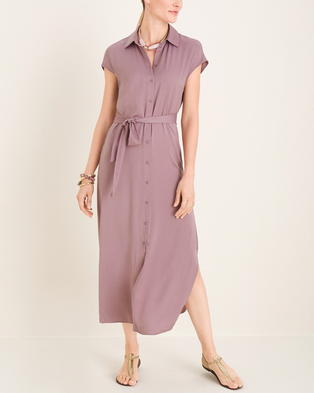 Violet Tie-Detail Shirt Dress